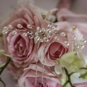 Attache Cheveux Avec Bouquet De Mariée Rose