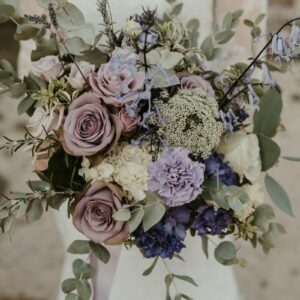 Bouquet De Mariée Violet, Mauve, Vert, Ivoire Pour Mariée élégante