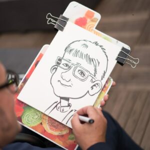 Caricature Lors D'un Cocktail De Mariage Parisien