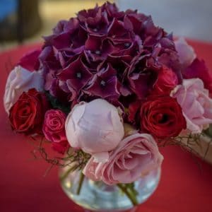 Centre de table blush rose rouge violet