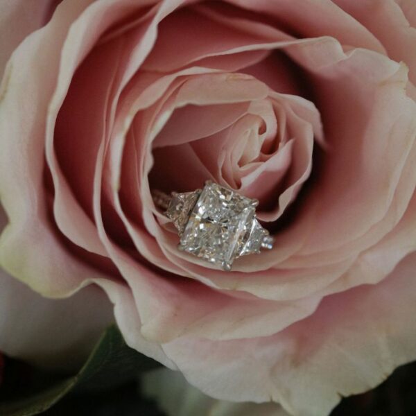 Bague De Fiançailles En Diamant Dans Une Rose