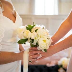 Bouquet de mariée blanc et vert