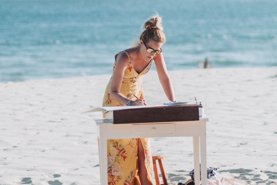 peinture sur sable à la cabane bartherotte pour un mariage