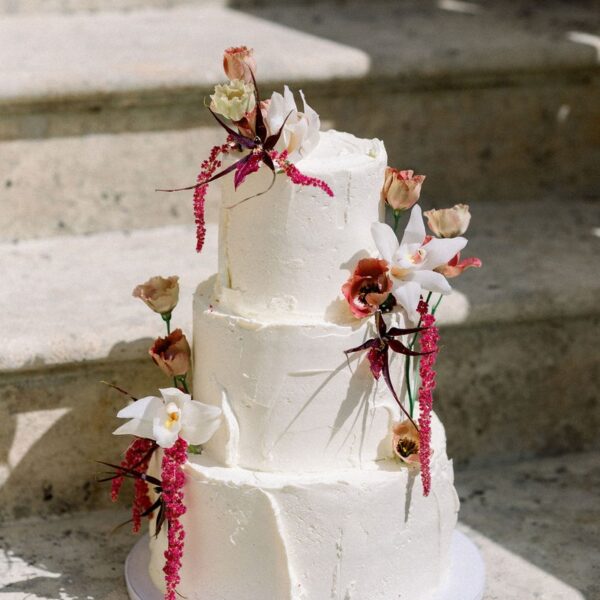 Wedding Cake Burgundy And White